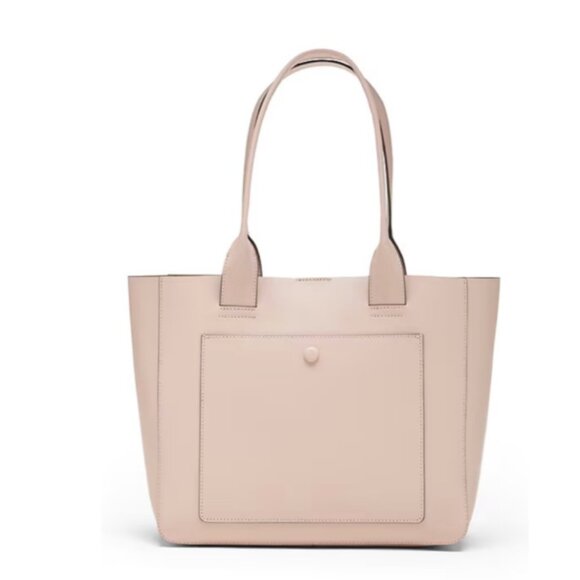 Banana Republic Leather Large East-West Tote Taupe With Lime Interior L/N - Picture 12 of 12